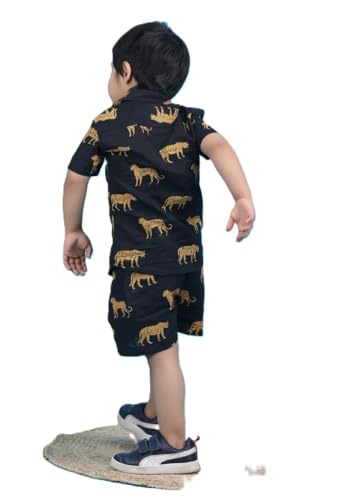Image of POLKA TOTS Cotton Half Sleeves Shirt With Shorts, All Over Print Cord Set for Baby Boy Kids