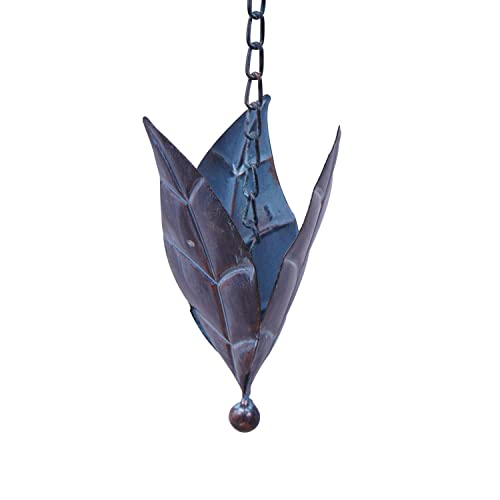 Topadorn Rain Chains Decorative 8.5 FT Iron Gutter Chain with 12 Rain Collector Cups Leaf Rain Chain Decorative Your House and Garden,102 Inch - Image 6