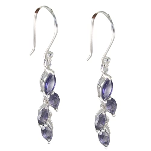 Boucle d'oreille 925 argent RIYO iolite authentique : bijoux en argent pour femme