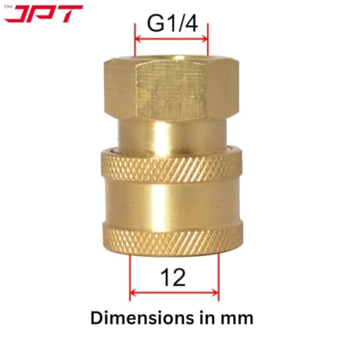 JPT Heavy Duty Pressure Washer Coupler | 1/4-Inch Quick Connect Fitting | Solid Brass Build | Quick Coupler Female Socket