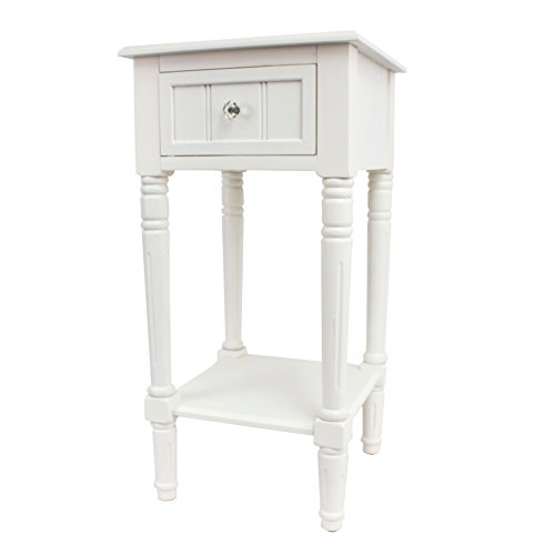 Image of Decor Therapy Storage, Traditional Style, Small End Accent Table, Sturdy, Wood- Simplify Side Table for Living Room, Bedroom Entryway, 17.05 in x 13.23 in x 17.05 in, White