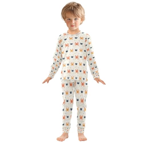 Pajama Sets Long Sleeve Cute Crab Pattern Design Soft Comfy Sleepwear 2 Piece PJS 3-8T2