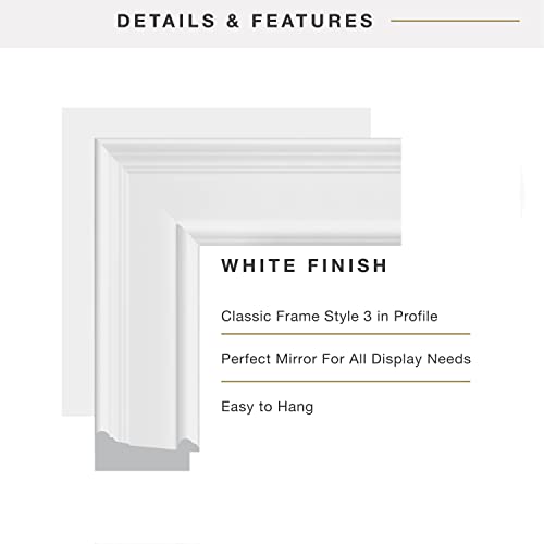 Image of MCS 15 x21 Inch Wall Mirror, 21x27 Inch Overall Size, White (20450)