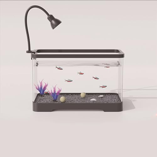 アクリル 水槽 金魚鉢 睡蓮鉢 卓上用 メダカ 鉢 メダカ 水槽 観葉植物 水族館 アクアリウム 透明 飼育 軽量 容器 初心者にやさしい ベタ/金魚/熱帯魚 (30×16×19CM,照明付き)