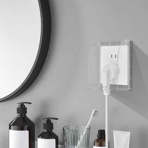 Clear Outlet Covers - Outdoor Outlet Protective Cover | Adhesive Bathroom Outlet Waterproof Cover |Splash Proof Electrical Outlet Cover Socket Dust Protector For Bathroom, Bedroom
