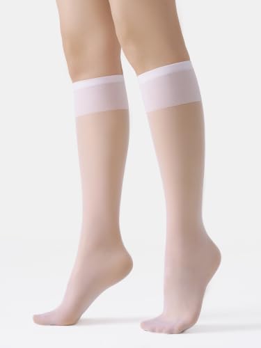 Image of MOOCHI Women's Sheer Knee High Stockings 6 Pairs 20 Denier Nylon Socks