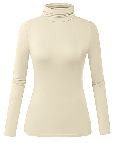 Image of Herou Womens Long Sleeve Turtleneck Slim Fitted Lightweight Casual Active Layer Tops Shirts