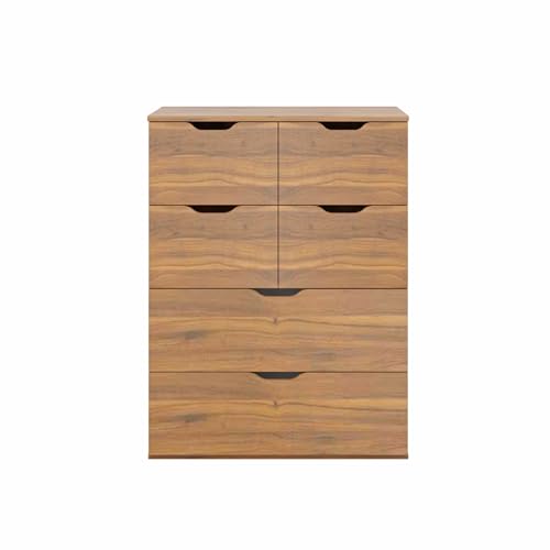 Image of VIKI Dresser with 6 Drawers, Oska Chest of 6 Drawers,Clothes Storage, Organizer Unit for Bedroom, Hallway, Entryway,Easy Pull Drawers, (Brussel Walnut - 44D x 80W x 106H) | 1 Year Warranty