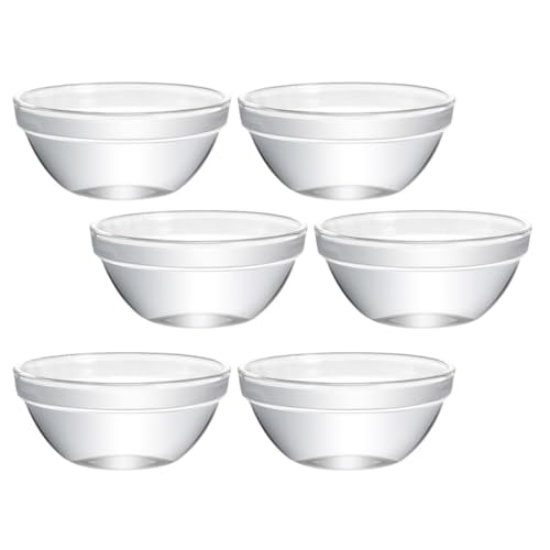 Beavorty Molde de Vidrio para Pudín y Gelatina 6 Piezas, Tazones Transparentes de 9 Cm, Recipientes Versátiles para Postres y Almacenamiento de Alimentos en Cocina