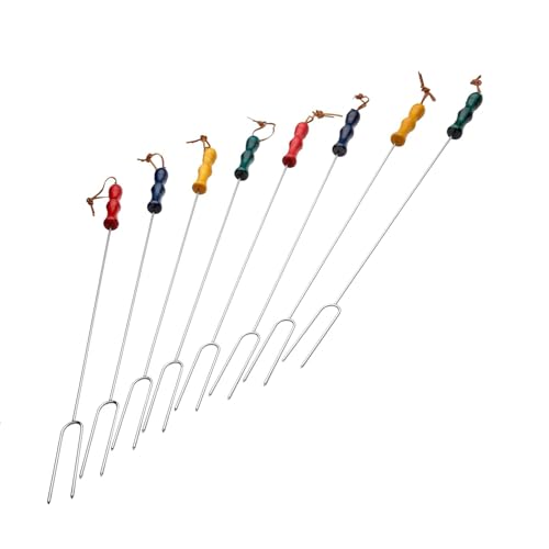 Rome's 8 Piece Marshmallow Roasting Fork Set, Chrome Plated with Multi Colored Handles