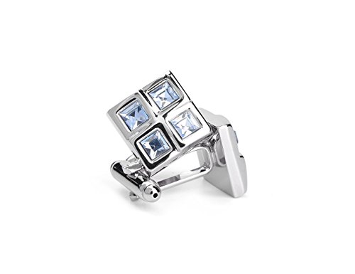 Mens Cufflinks Unique Square Navy Blue Crystal Cufflinks Luxury Silver Shirts Cufflinks For Men 1 Pairs Set #TOP21