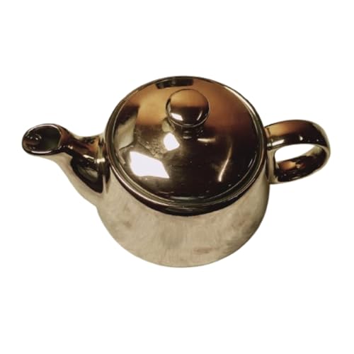 Image of DMRD Porcelain Tea Set with Kettle |Tea Cup Set 7Pc | Aesthetic and Classic Cups Set | Premium Crockery for Home & Gifting with Golden Color Geometric Pattern Design. (Golden)