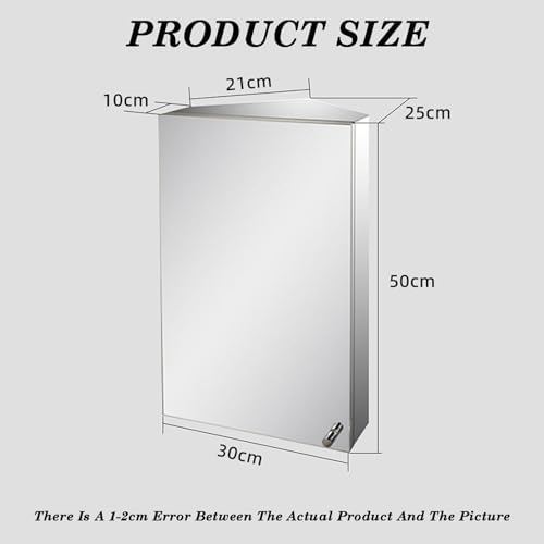 Corner Bathroom Mirror Cabinet - Stainless Steel Frame, HD Silver Mirror, 2 Shelves, Space-Saving Triangle Locker for Bedroom & Apartment Storage