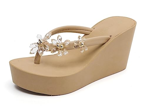 Womens Platform Flip Flops Wedges Sandals for Women wedge flip flops Flats Summer Comfort Thong Sandals Wedge Heels for Women