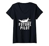 Photo Gallery donna future pilot aiplane aviation student fly aereo appassionato maglietta con collo a v Photo Gallery donna future pilot aiplane aviation student fly aereo appassionato maglietta con collo a v