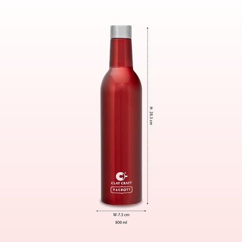 Image of Clay Craft Vacbott IVY Wine Double Walled|18 Hours Hot and 24 Hours Cold Water Vacuum Insulated Flask Bottle|1 Pcs|760 ml Water Bottles|Travelling|BPA-Free|BIS Certified|1Year Limited Warranty