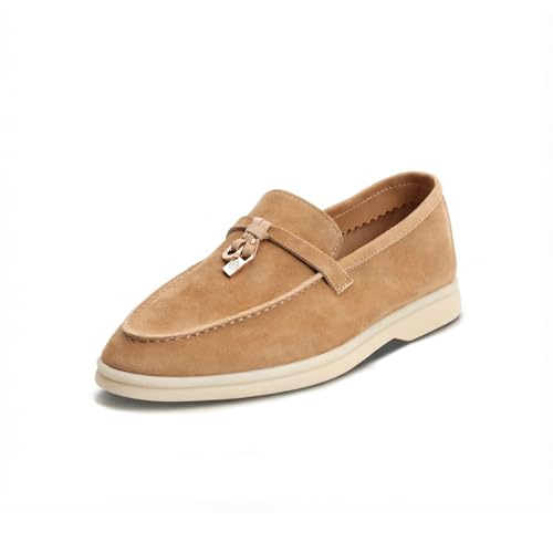 Image of Women's Summer Charms Suede Loafers - Premium Sheepskin Unlined Upper,Classic or Styles with Metal Detail for Casual, Office, Travel & All Day Wear