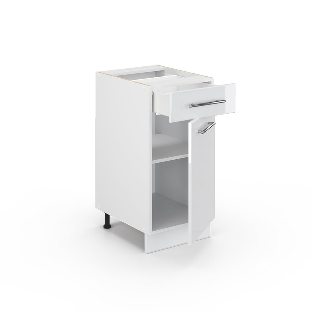 Vicco Küchenunterschrank Fame-Line, Weiß Hochglanz, 40 cm ohne Arbeitsplatte, zur Kombination mit weiteren Modulen der Fame-Line Serie