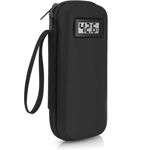 Insulin Cooler Travel Case with Temperature Display: TSA Approved Medication Diabetic Cooler for Travel Diabetes Case for Insulin Pens for Daily Use & Trip (Black)