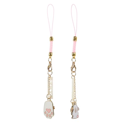 QUMIIRITY 2 Piezas de Colgantes Kawaii para Teléfono Móvil Diseño de Conejo y Garra de Gato, Decoración Trasera Ligera y Resistente para Llaves y Celular, Accesorio DIY para Colgar