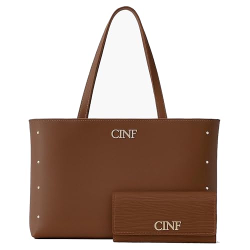 CINF, Kit Bolsa Feminina Sacola Grande De Ombro E Carteira (Caramelo)