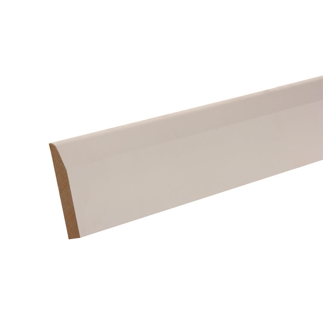 Snowdon Timber, Primed MDF Chamfered Skirting Board, 4 Pack, (L) 2.4m (W) 94mm (T) 14.5mm, Home and Interior Trims