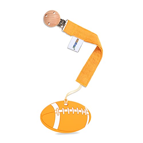 AmazingM Baby Food Grade Silicone Sports Shape Teether Toy with Pacifier Clip Holder,Teething Pain Relief Toys Gift Set for 3 Months+ Boys and...