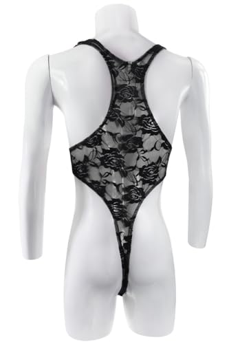 Men's Lace Rose Bodysuits Lace Floral Lingerie Sleeveless Singlet Crossdresser One Piece Nightwear3