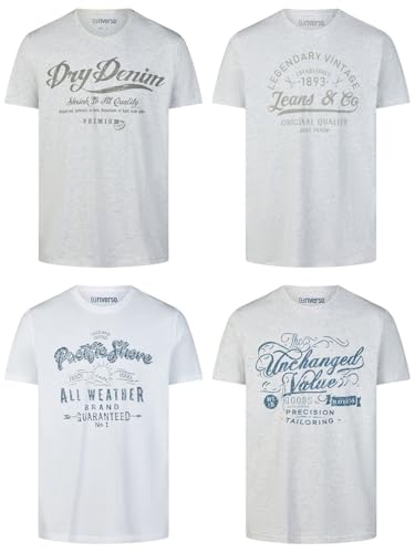 riverso Tshirt Herren Baumwolle Regular Fit RIVLeon 4er Set Pack Rundhals Kurzarm Sommer Tee Shirt Print, Größe:3XL, Farbe:Farbmix 13 – Ansicht 1