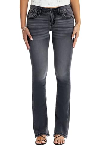 Miss Me Women's Embroidered M Logo Faux Flap Pockets Mid-Rise Bootcut Jeans2