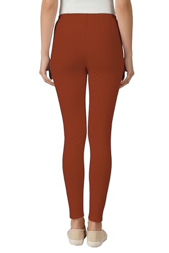Image of Women's Cotton Lycra Ankle Length Leggings | Regular Rise, Soft 4 Way Stretch Fabric | Casual & Ethnic Wear