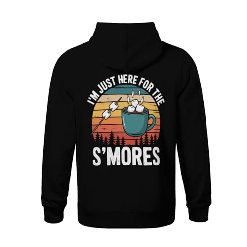 Kids I'm Just Here For The Smores Funny Camping S'Mores Boys Girls Lightweight Kangaroo Pocket Fleece Hoodies3
