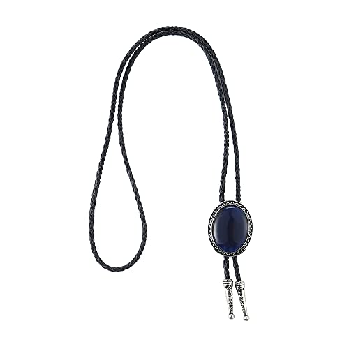 Image of Bolo Tie for Men Women Cowboy Turquoise Celtic Natural Tiger Eye Stone Longhorn Bull Western Leather Bolo Necktie