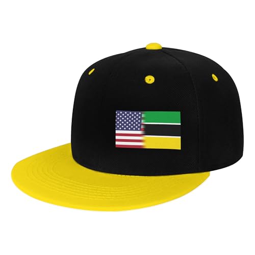 American Flag and Mozambique Flag Children's Flat Brimmed Hip-hop Hat Flat Eave Sunscreen Duckbill Cap Headgear
