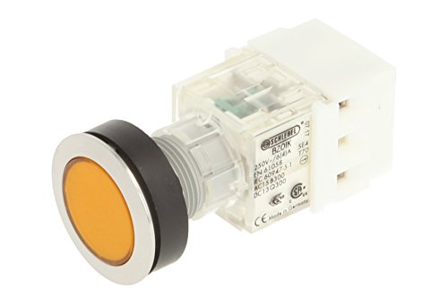 Schlegel 23.000.506 Push Button Stainless Steel, Push Button Cap Yellow, Contact Sensor 1 Opener/1 N/O Contact, Screw Connection