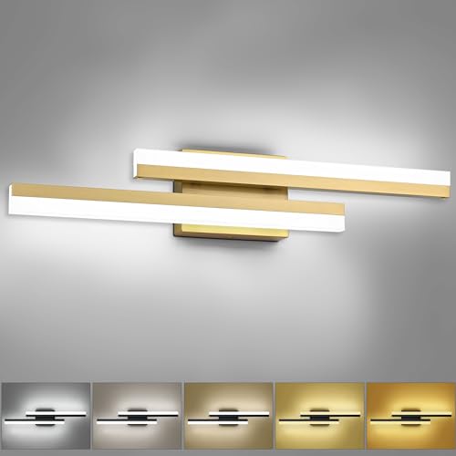 Image of PRESDE 24 Inch LED Vanity Light Brushed Gold Bathroom Light Fixtures Over Mirror Modern Bath Lighting Bar 5CCT