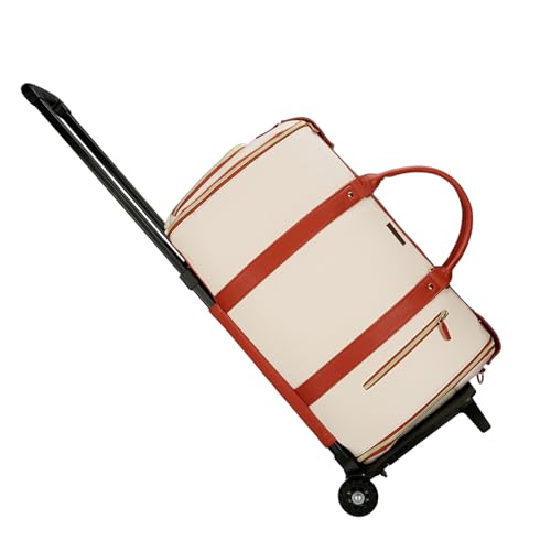 Trendfetchus Foldable Travel Bag 2.0 with Wheels – Convertible Garment Duffel Bag, Rolling Carry-On Weekender for Men & Women (White A)