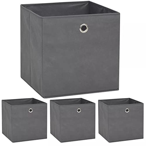 Kstyhome 4 scatole porta oggetti, in tessuto non tessuto, 32 x 32 x 32 cm, colore: Grigio