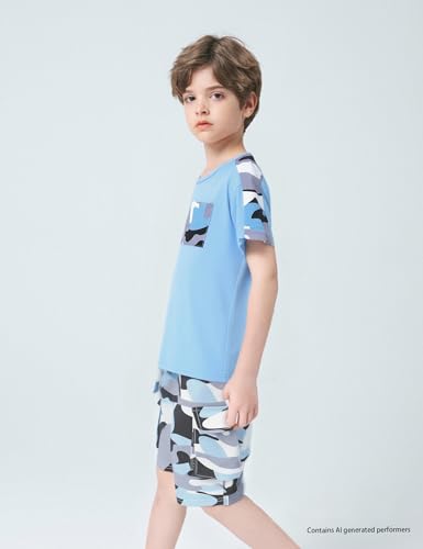 Image of mksodopy Boys Summer Outfit Set 2 Piece T Shirt and Camo Shorts Casual Clothes for Little Big Boys 5-16