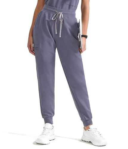 Image of YESWEL Scrub Pants for Women - Slim Fit High Waisted Cargo Joggers with Yoga Waistband & 5 Pockets, 4-Way Stretch