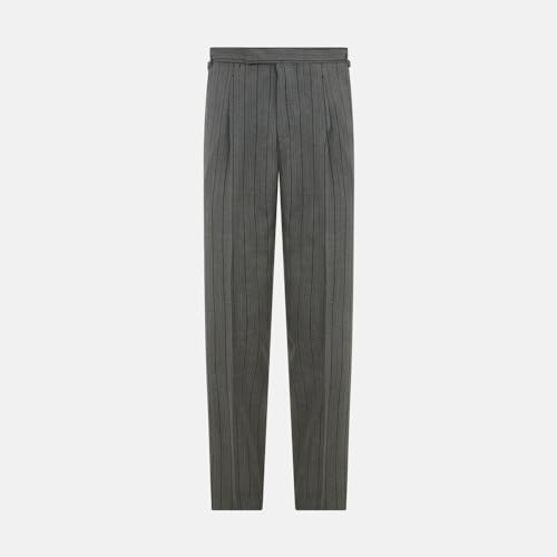 Men's Striped Tuxedo Pants Fit Pleat Front Slim Formal Morning Trousers with Metal Buckle High Waist Dress Pants2