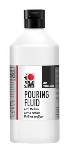 Marabu 12320075885 - Pouring Fluid Acrylmedium 500 ml, Dünnflüssiges Medium für Gießanwendungen und Fließtechniken, verbessert die Verlaufseigenschaften von Acrylfarben, nicht vergilbend