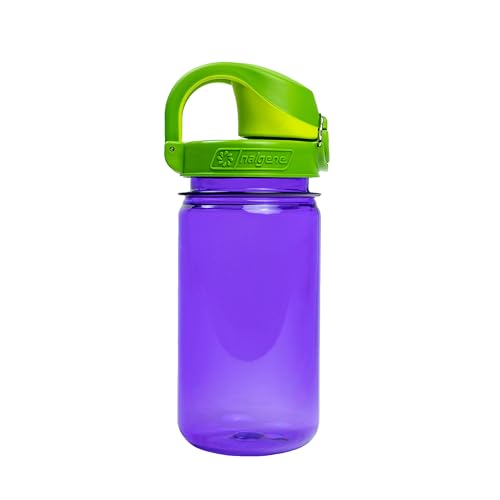 Image of Nalgene Kids' 12 oz On The Fly Lock-Top Water Bottle, Purple Iguana (Purple with Sprout)