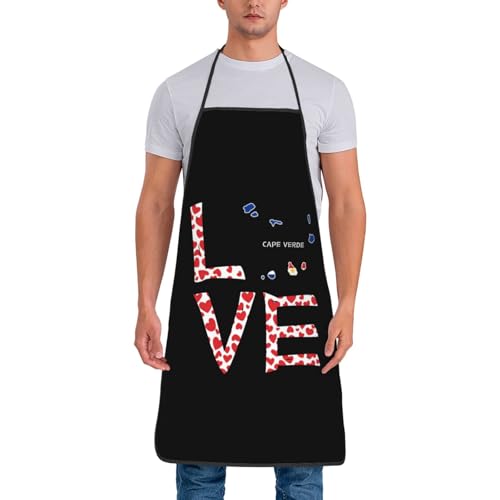 Profesional Delantal Me Encanta La Bandera Del Mapa De Cabo Verde Impermeable Delantal De Cocina Con Tirantes Delantales Para Jardinería Restaurante Hombre 52X72Cm 🔥