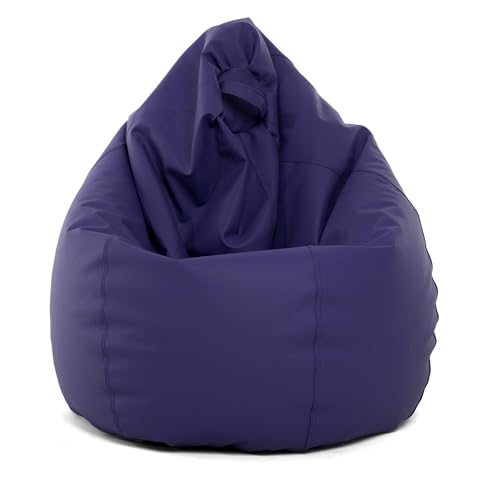 MiPuf - Puff Pera XXL Violeta | Puff con Relleno Incluido EPS de Alta Recuperación | Fabricado en España con Tejido Polipiel Alta Resistencia | Puf Gran Comodidad Doble Costura y Doble Cremallera