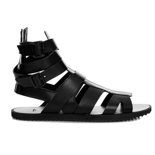 MILDSEVEN Business Roman Sandals for Men, Retro Handmade Open Toe Beach Shoes, Fashion Casual Soft Fisherman Shoes with Buckles