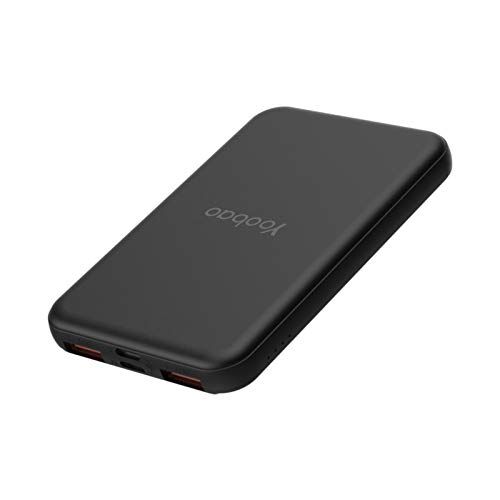 [Upgraded] Portable Charger Yoobao Power Bank Mini 5000mAh Power Bank 2-Output & 2-Input External Cellphone Battery Backup Pack Compatible with iOS & Android-Black