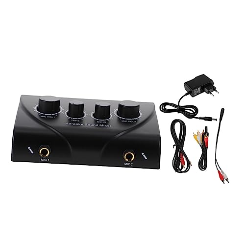 ibasenice Mezclador De Karaoke Compacto Con Dos Entradas De Micrófono, Alimentación Ac220v, Carcasa Abs Negra, Mini Mezclador De Audio Portátil Para Pc y Equipos De Dj