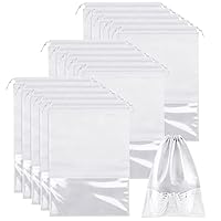 15 PCS Travel Shoe Bag, Large Portable Drawstring Shoes Storage Bags Non-Woven Dust Proof Pouch Space Saving Organizer with Transparent Slot for Men Women Daily and Travel Use