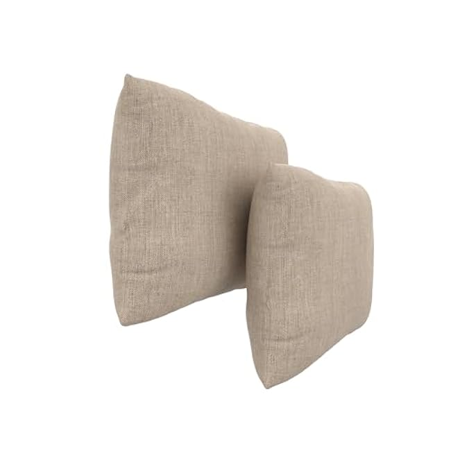 Covers & All Sunbrellla Outdoor Pillows for Patio Furniture, UV Fade Resistant & Waterproof Outdoor Sunbrella Lumbar Pillows, Set of 2 Inserts & Covers for Patios, Decks and Porches (Cast Ash)